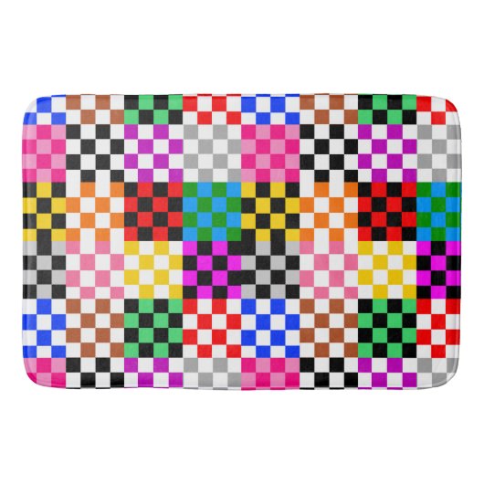 Kleurrijk Patchwork Geruit Patroonontwerp Badmat (Voorkant)