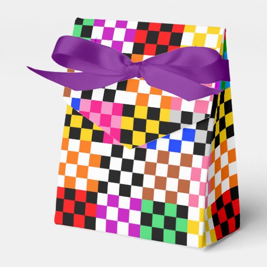 Kleurrijk Patchwork Geruit Patroonontwerp Bedankdoosjes (Voorkant Zijde)
