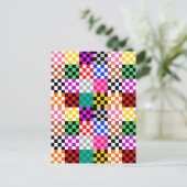 Kleurrijk Patchwork Geruit Patroonontwerp Briefkaart (Staand voorkant)