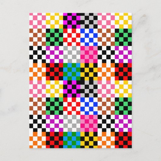 Kleurrijk Patchwork Geruit Patroonontwerp Briefkaart (Voorkant)