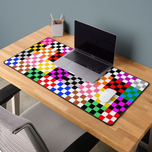 Kleurrijk Patchwork Geruit Patroonontwerp Bureaumat