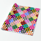 Kleurrijk Patchwork Geruit Patroonontwerp Cadeaupapier (Uitgerold)
