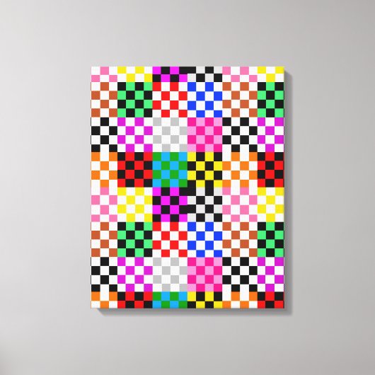 Kleurrijk Patchwork Geruit Patroonontwerp Canvas Afdruk (Voorkant)