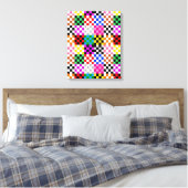 Kleurrijk Patchwork Geruit Patroonontwerp Canvas Afdruk (Insitu (Slaapkamer))