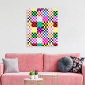 Kleurrijk Patchwork Geruit Patroonontwerp Canvas Afdruk (Insitu (Woonkamer))