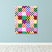 Kleurrijk Patchwork Geruit Patroonontwerp Canvas Afdruk (Insitu (Houten vloer))