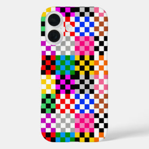 Kleurrijk Patchwork Geruit Patroonontwerp iPhone 16 Hoesje
