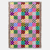 Kleurrijk Patchwork Geruit Patroonontwerp Deken (Voorkant Verticaal)