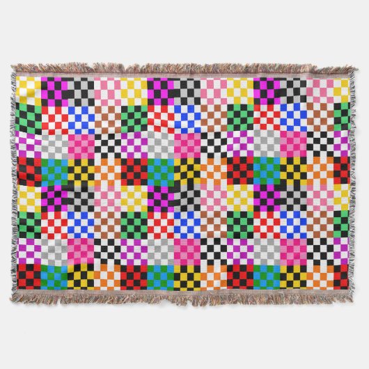 Kleurrijk Patchwork Geruit Patroonontwerp Deken (Voorkant)