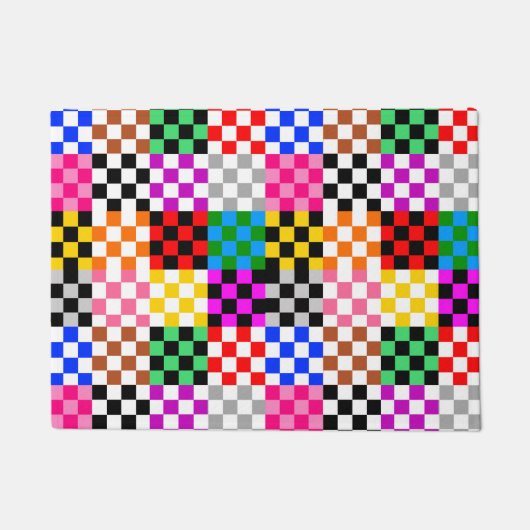 Kleurrijk Patchwork Geruit Patroonontwerp Deurmat (Voorkant)