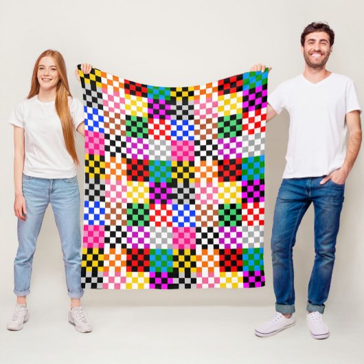 Kleurrijk Patchwork Geruit Patroonontwerp Fleece Deken