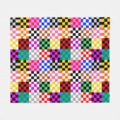 Kleurrijk Patchwork Geruit Patroonontwerp Fleece Deken (Voorkant (Horizontaal))