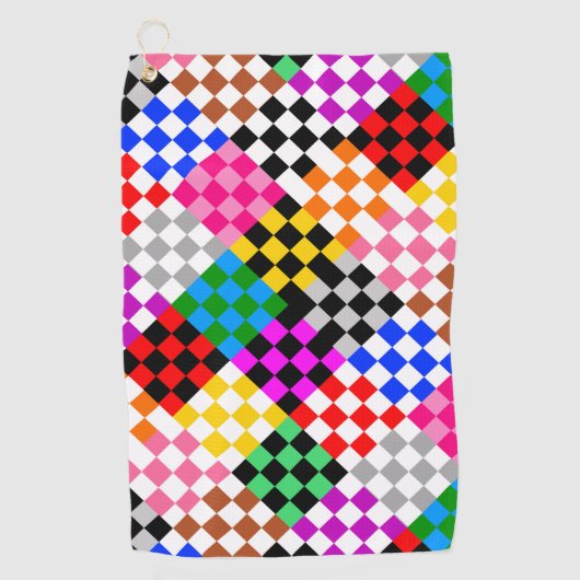 Kleurrijk Patchwork Geruit Patroonontwerp Golfhanddoek (Voorkant)