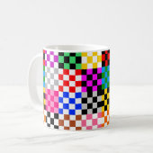 Kleurrijk Patchwork Geruit Patroonontwerp Koffiemok (Voorkant links)