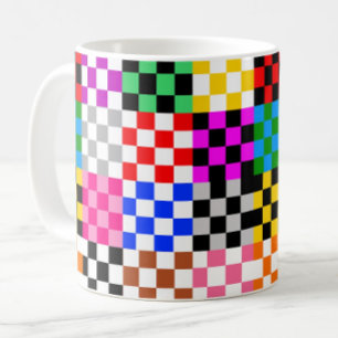 Kleurrijk Patchwork Geruit Patroonontwerp Koffiemok