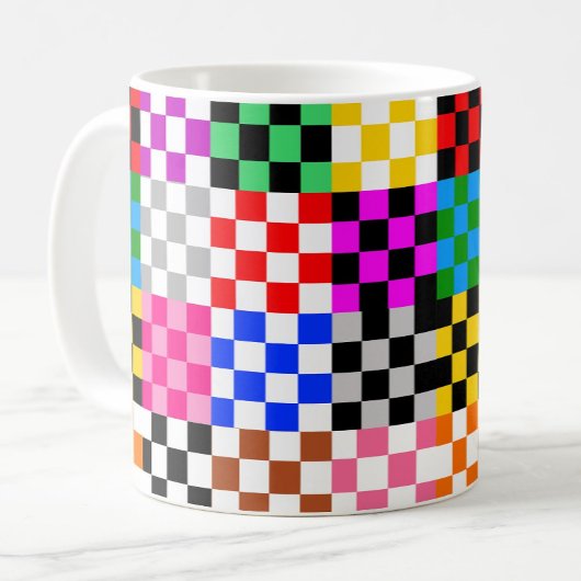Kleurrijk Patchwork Geruit Patroonontwerp Koffiemok