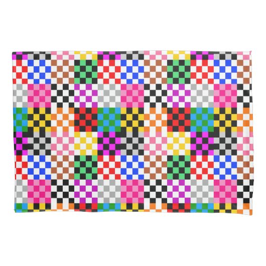 Kleurrijk Patchwork Geruit Patroonontwerp Kussensloop (Voorkant)