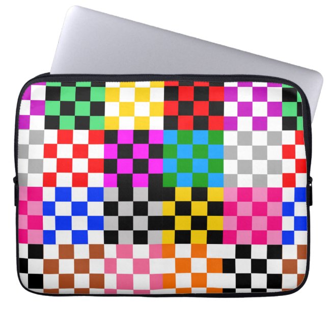 Kleurrijk Patchwork Geruit Patroonontwerp  Laptop Sleeve (Voorkant)