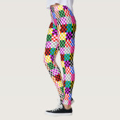Kleurrijk Patchwork Geruit Patroonontwerp Leggings (Links)