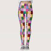 Kleurrijk Patchwork Geruit Patroonontwerp Leggings (Voorkant)