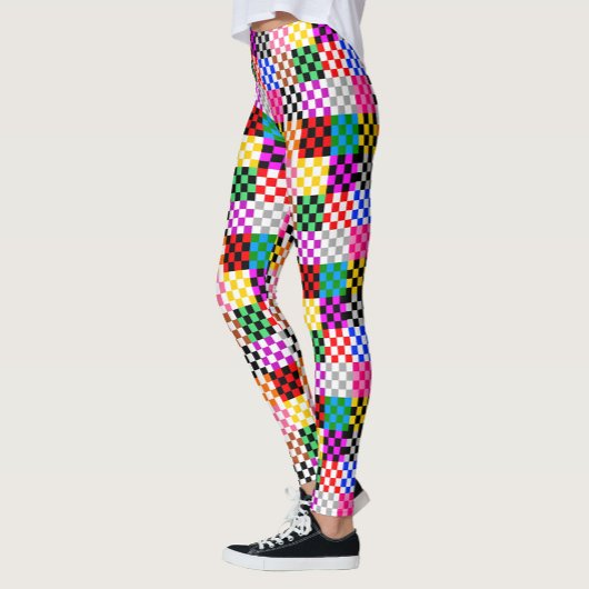 Kleurrijk Patchwork Geruit Patroonontwerp Leggings