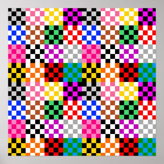 Kleurrijk Patchwork Geruit Patroonontwerp Poster (Voorkant)