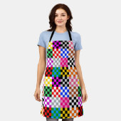 Kleurrijk Patchwork Geruit Patroonontwerp Schort (Gedragen)