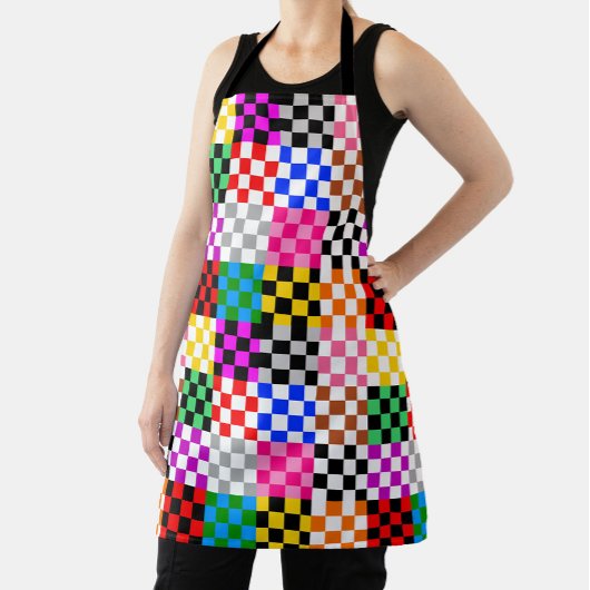 Kleurrijk Patchwork Geruit Patroonontwerp Schort