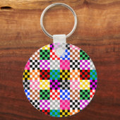 Kleurrijk Patchwork Geruit Patroonontwerp Sleutelhanger (Voorkant)
