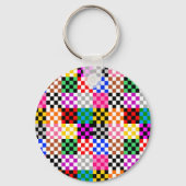 Kleurrijk Patchwork Geruit Patroonontwerp Sleutelhanger (Achterkant)