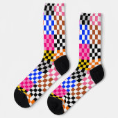 Kleurrijk Patchwork Geruit Patroonontwerp Sokken (Links)