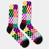 Kleurrijk Patchwork Geruit Patroonontwerp Sokken (Rechts)