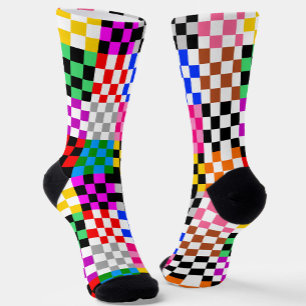 Kleurrijk Patchwork Geruit Patroonontwerp Sokken