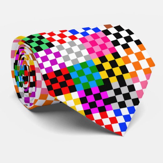 Kleurrijk Patchwork Geruit Patroonontwerp Stropdas