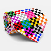 Kleurrijk Patchwork Geruit Patroonontwerp Stropdas (Opgerold)