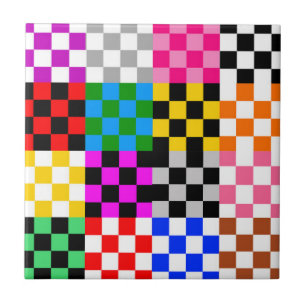 Kleurrijk Patchwork Geruit Patroonontwerp Tegeltje