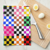 Kleurrijk Patchwork Geruit Patroonontwerp  Theedoek (Quarter Fold)