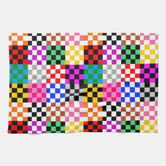 Kleurrijk Patchwork Geruit Patroonontwerp  Theedoek (Horizontaal)