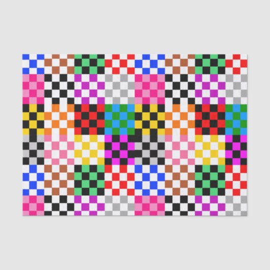 Kleurrijk Patchwork Geruit Patroonontwerp Tissuepapier (Voorkant)