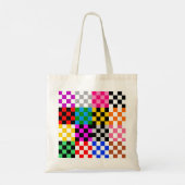 Kleurrijk Patchwork Geruit Patroonontwerp Tote Bag (Achterkant)