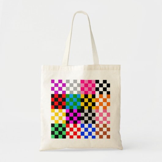 Kleurrijk Patchwork Geruit Patroonontwerp Tote Bag (Voorkant)