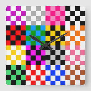 Kleurrijk Patchwork Geruit Patroonontwerp Vierkante Klok