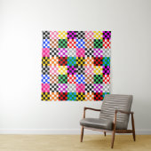 Kleurrijk Patchwork Geruit Patroonontwerp Wandkleed (In situ)