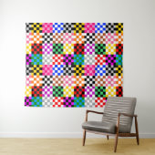 Kleurrijk Patchwork Geruit Patroonontwerp Wandkleed (In Situ (horizontaal))