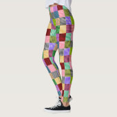 Kleurrijk Patchwork Gingham Rutpatroon Leggings (Links)