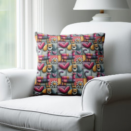 Kleurrijk Patchwork Hondenpatroon Kussen