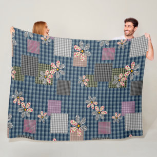 Kleurrijk patchwork landelijke retro patroon fleece deken