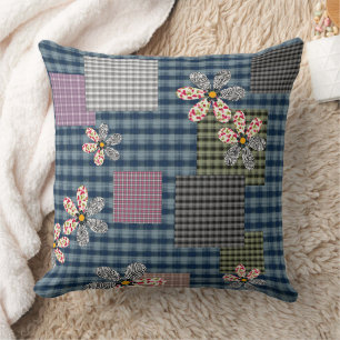 Kleurrijk patchwork landelijke retro patroon kussen