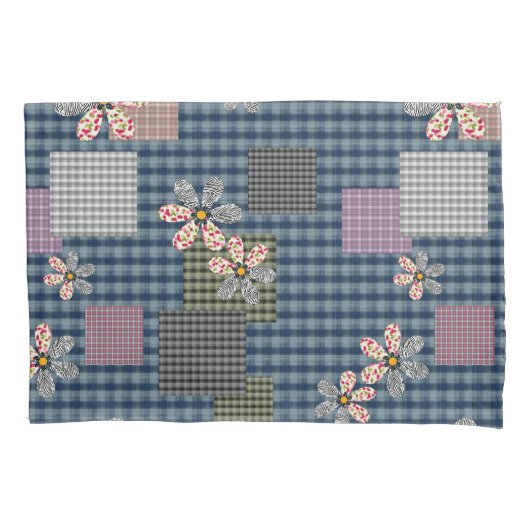 Kleurrijk patchwork landelijke retro patroon kussensloop (Voorkant)