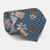 Kleurrijk patchwork landelijke retro patroon stropdas (Opgerold)
